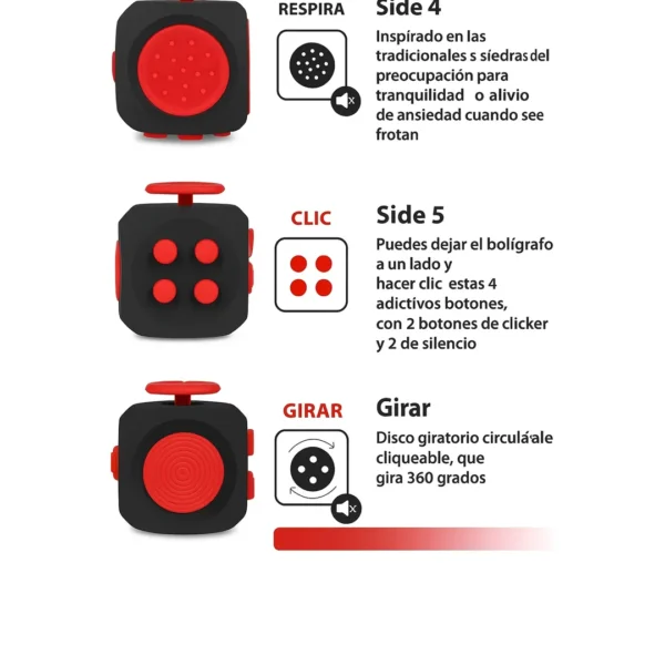 Fidget Cube Chuchik Antiestrés Sensorial 6 Caras
