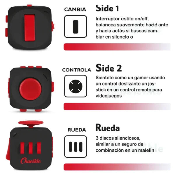 Fidget Cube Chuchik Antiestrés Sensorial 6 Caras