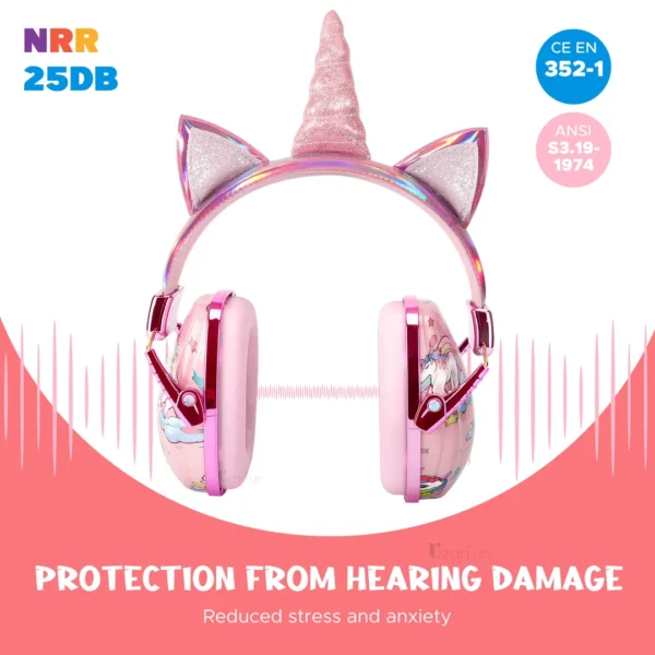 SM-006-04.webp Audífonos Orejeras Antiruido Unicornio Niños Y Jovenes Cea