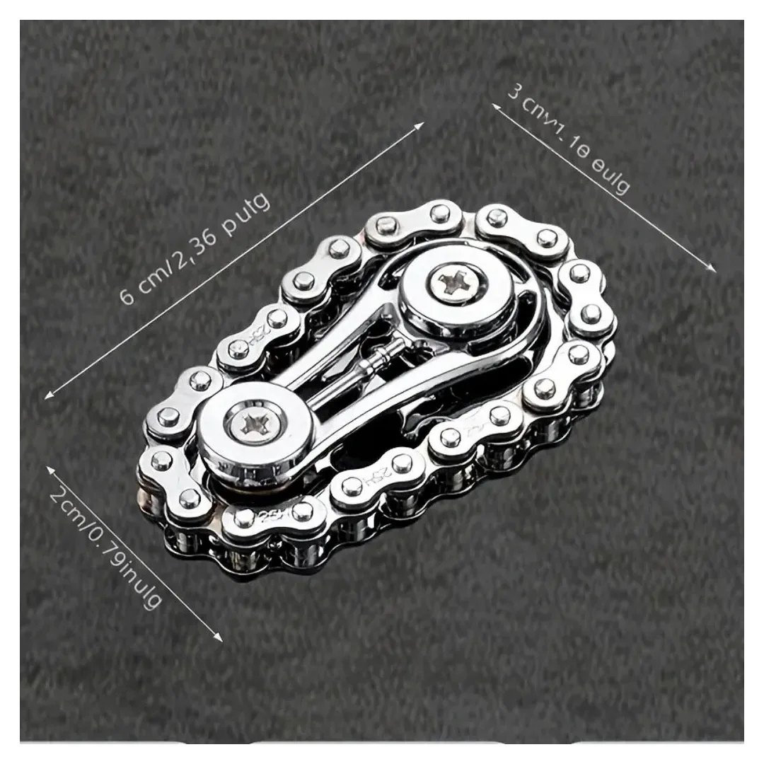 Spinner Antiestrés Mecánico Fidget Metálico De Cadena - Imagen 3