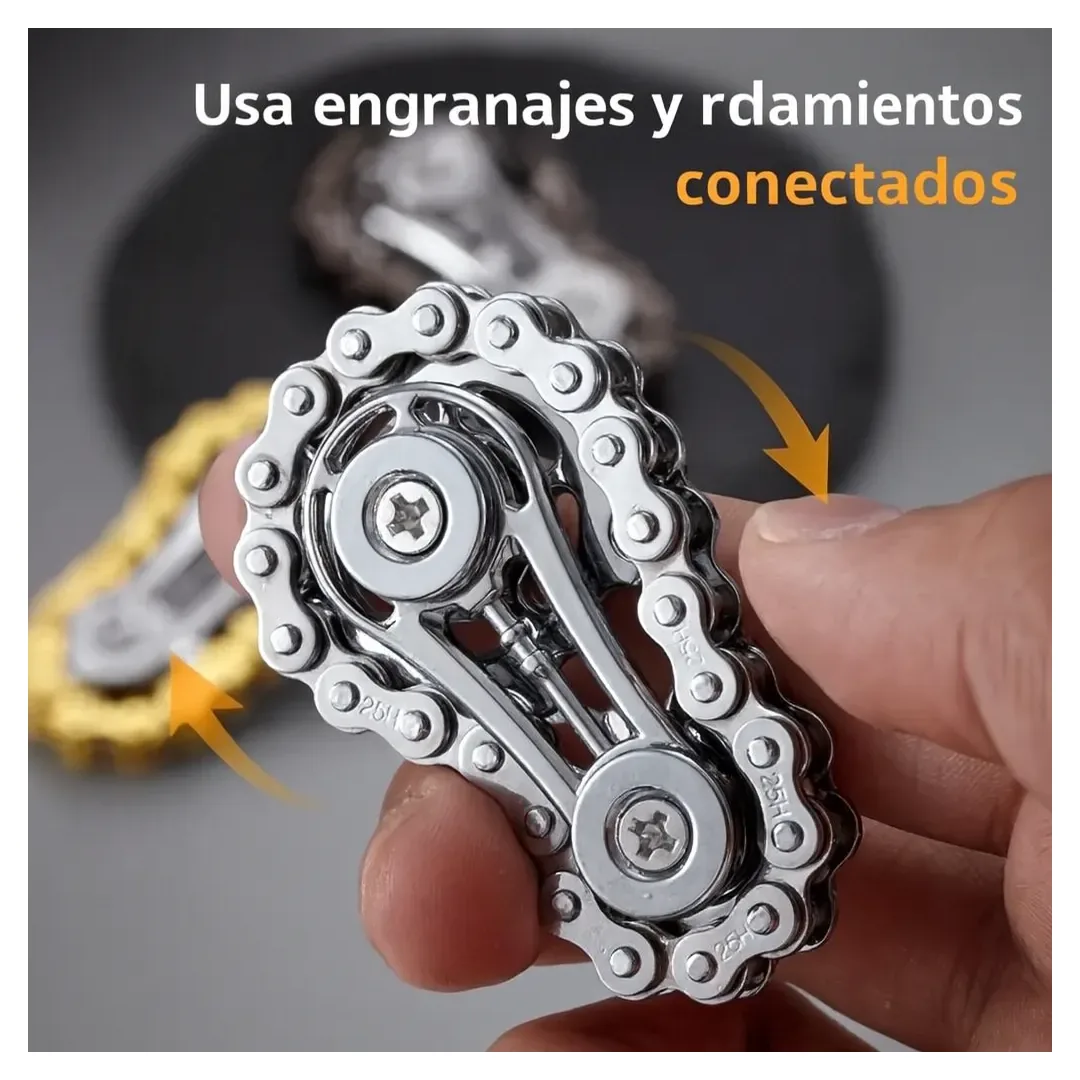 Spinner Antiestrés Mecánico Fidget Metálico De Cadena - Imagen 4