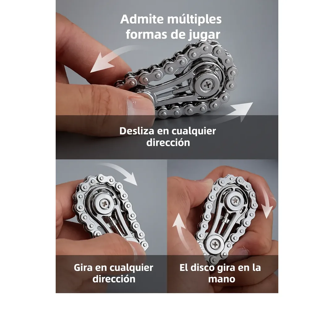 Spinner Antiestrés Mecánico Fidget Metálico De Cadena - Imagen 5