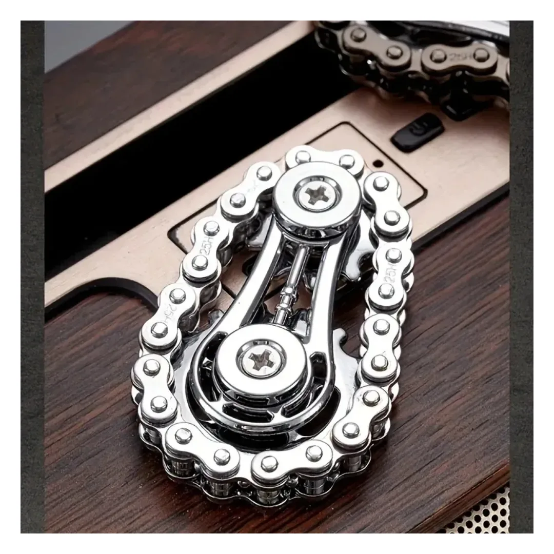 Spinner Antiestrés Mecánico Fidget Metálico De Cadena - Imagen 6