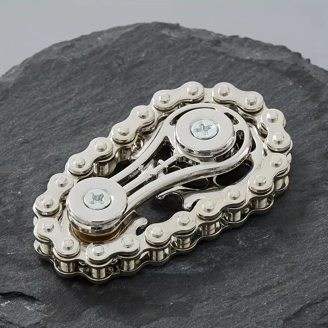 Spinner Antiestrés Mecánico Fidget Metálico De Cadena - Imagen 7