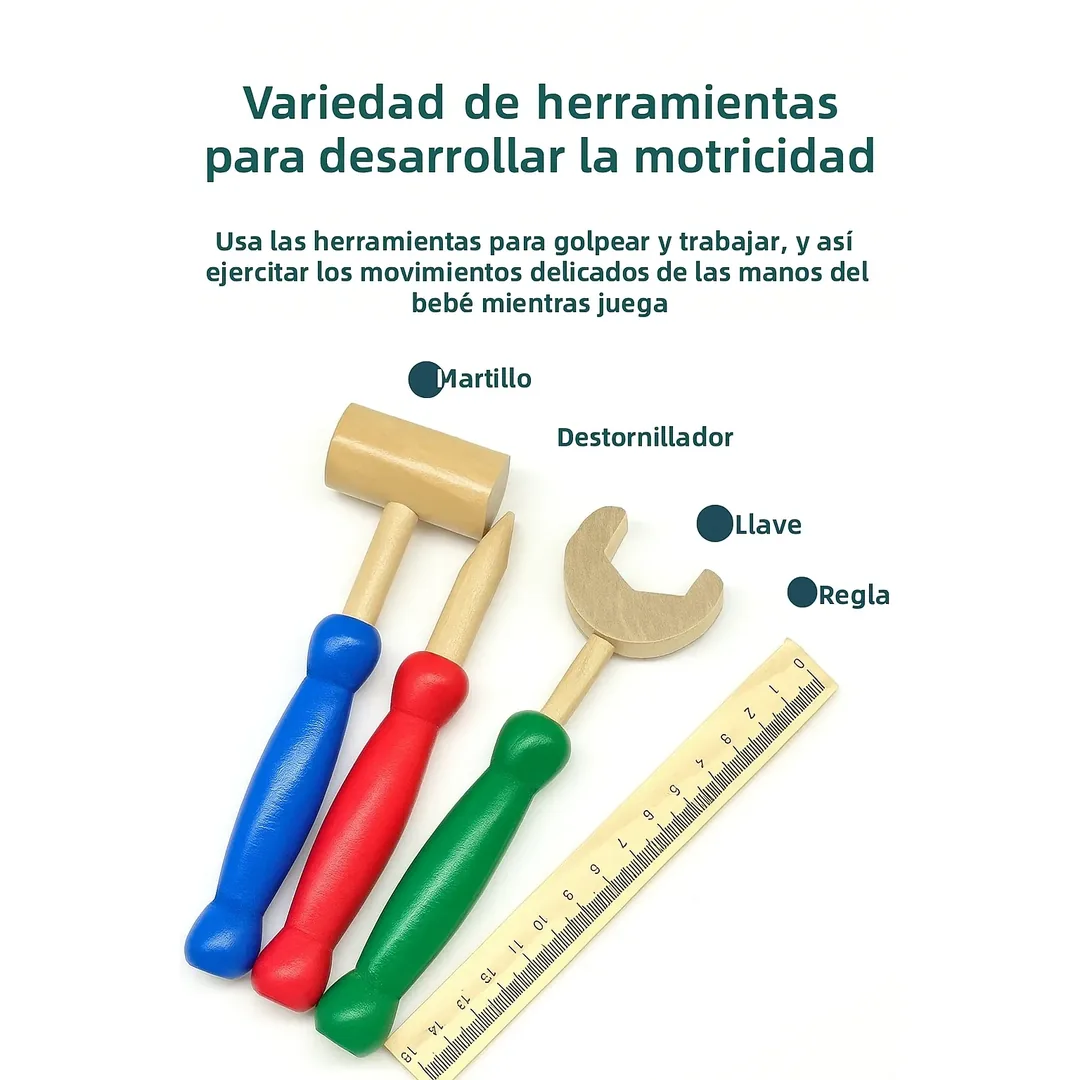 Juego Didáctico Banco De Herramientas De Madera - Montessori - Imagen 3