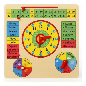 SM-037-01.webp Calendario Reloj Meses Dias - + Madera Educativo Montessori
