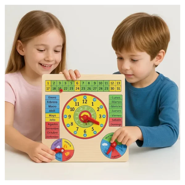 Calendario Reloj Meses Dias - + Madera Educativo Montessori
