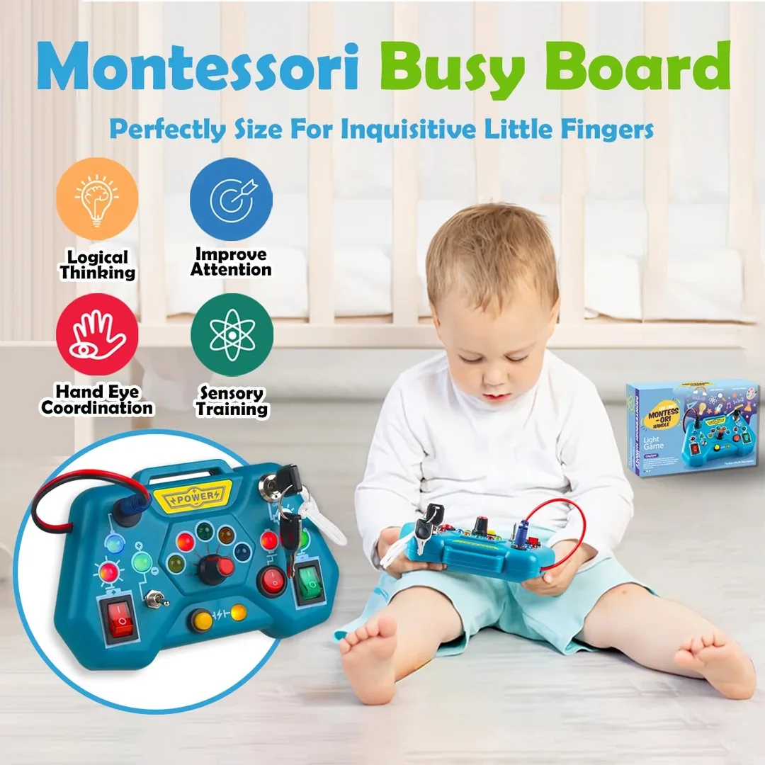 Panel Sensorial Botones Y Luces Led Montessori - Imagen 4
