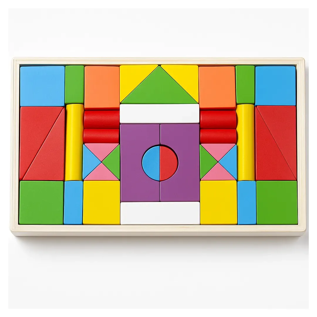 Juego Bloques De Construcción Didáctico Madera Niños 33 Piez