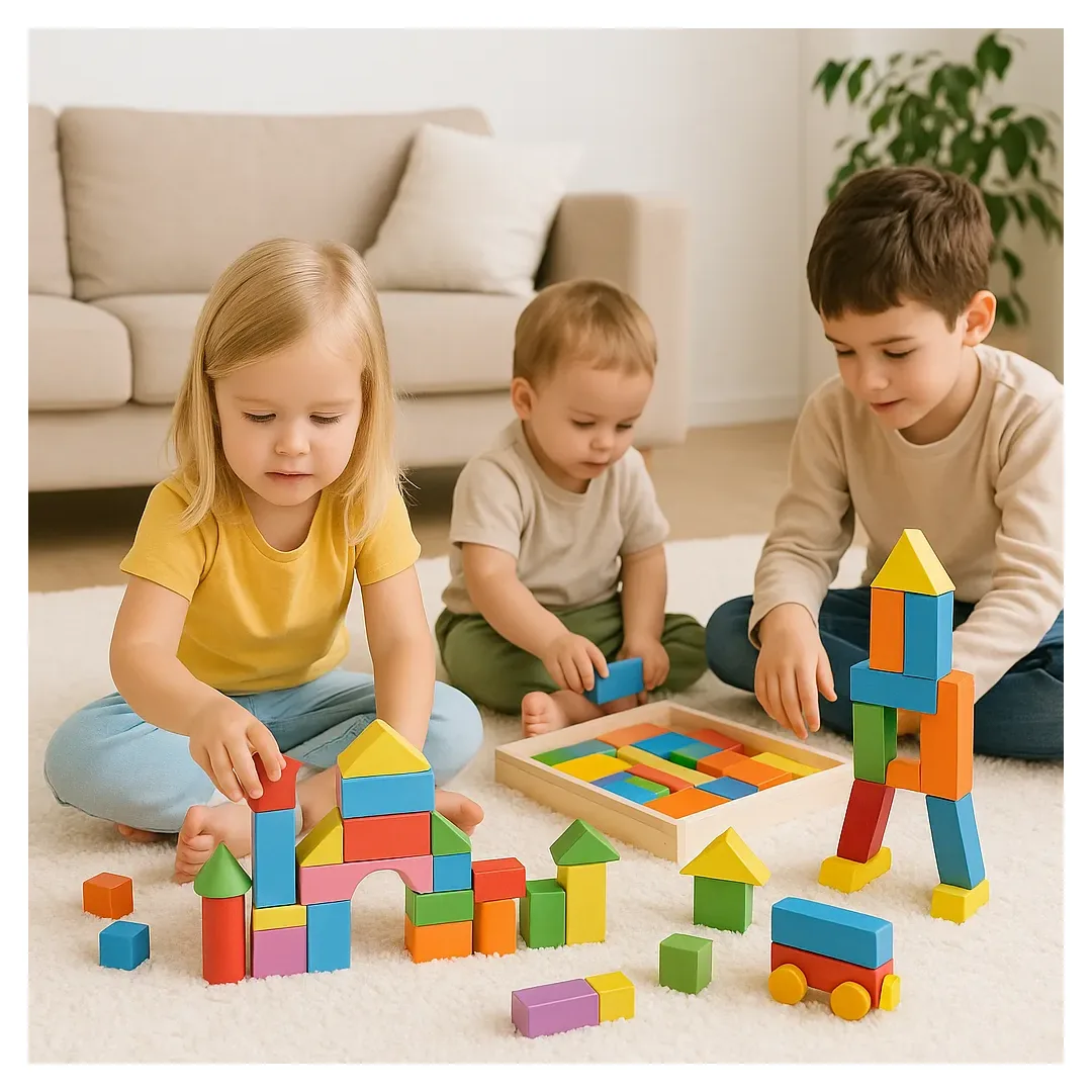 Juego Bloques De Construcción Didáctico Madera Niños 33 Piez - Imagen 2