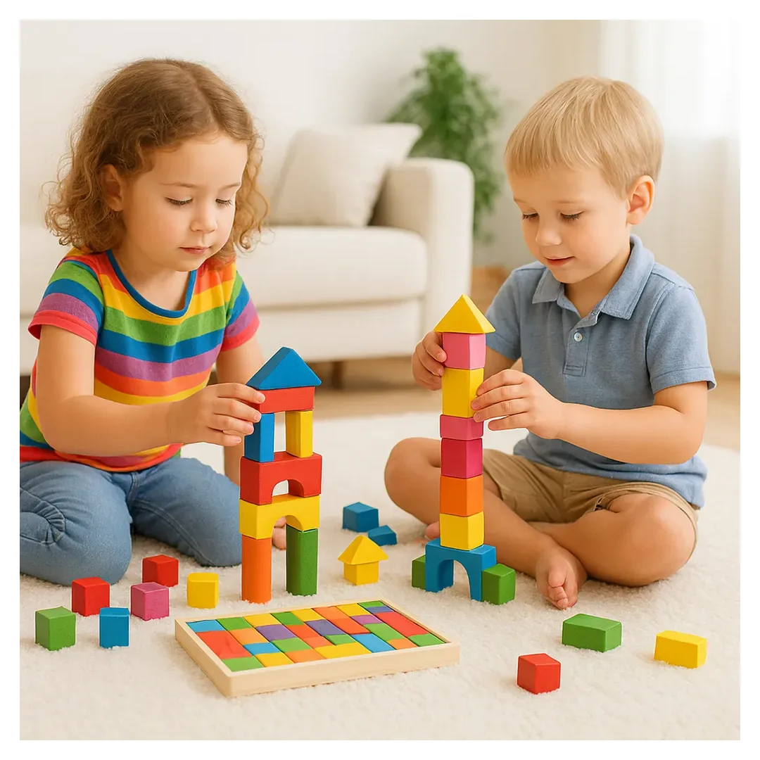Juego Bloques De Construcción Didáctico Madera Niños 33 Piez - Imagen 3
