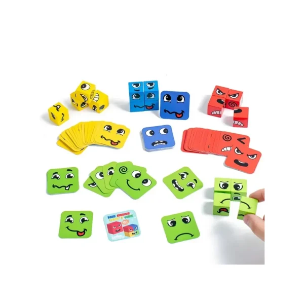 Juego De Cubos De Expresiones Faciales En Madera - Boxplas