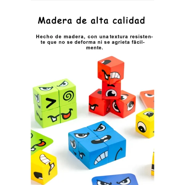 Juego De Cubos De Expresiones Faciales En Madera - Boxplas