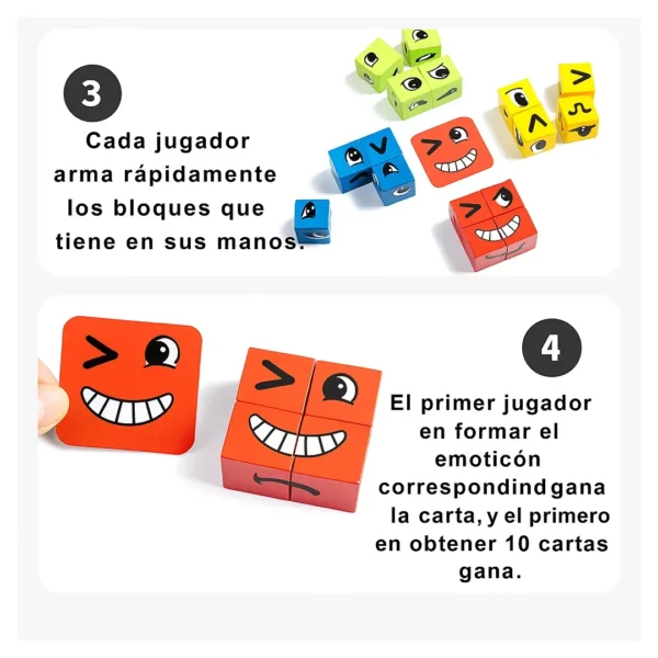Juego De Cubos De Expresiones Faciales En Madera - Boxplas