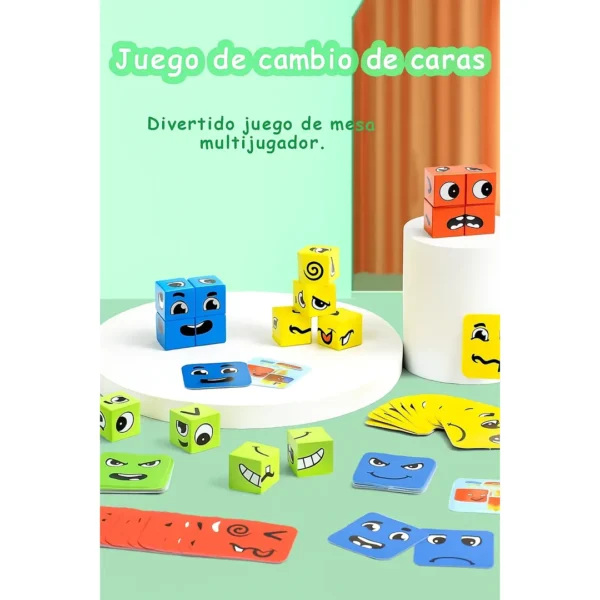 Juego De Cubos De Expresiones Faciales En Madera - Boxplas