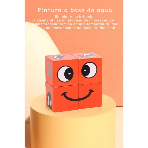 Juego De Cubos De Expresiones Faciales En Madera - Boxplas