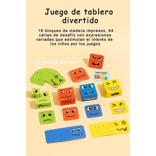 Juego De Cubos De Expresiones Faciales En Madera - Boxplas
