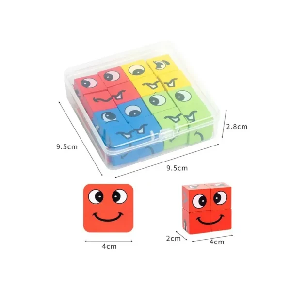Juego De Cubos De Expresiones Faciales En Madera - Boxplas
