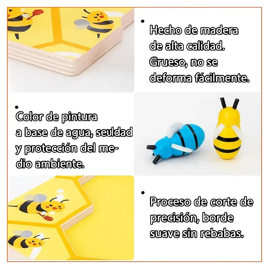 Juego Montessori Abejas Y Colmena Con Pinza 10 Abejas - Imagen 5
