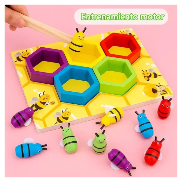 SM-062-06.webp Juego Montessori Abejas Y Colmena Con Pinza 10 Abejas