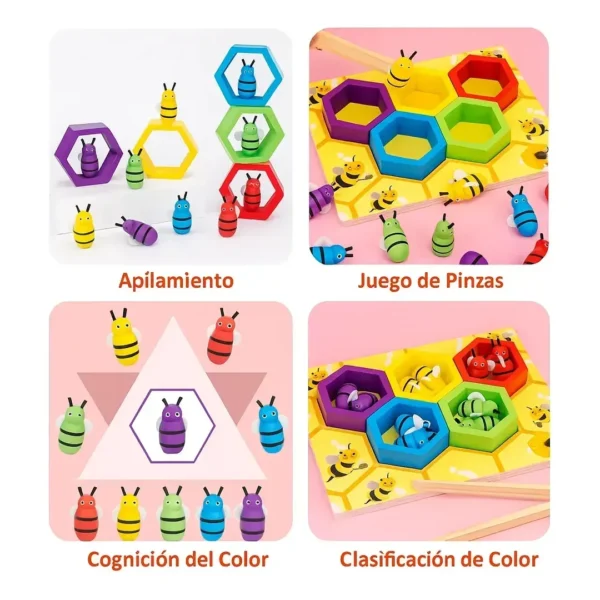 SM-062-08.webp Juego Montessori Abejas Y Colmena Con Pinza 10 Abejas