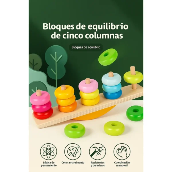 Juego Montessori De Equilibrio Y Apilamiento En Madera