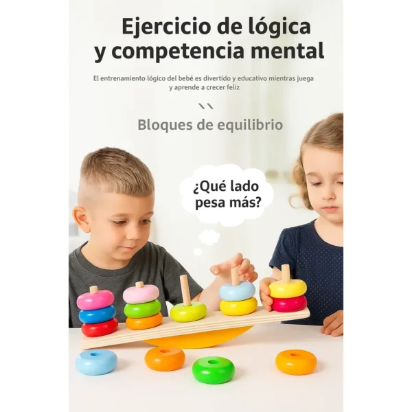 Juego Montessori De Equilibrio Y Apilamiento En Madera