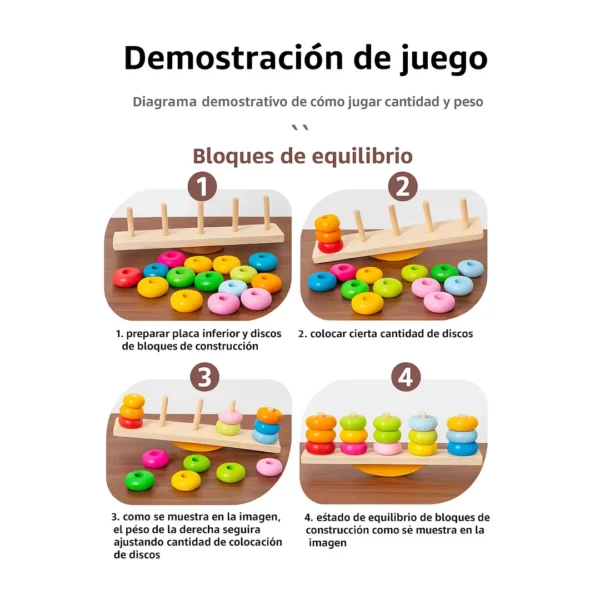 Juego Montessori De Equilibrio Y Apilamiento En Madera