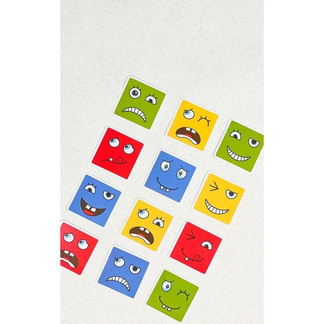 Juego De Cubos De Expresiones Faciales En Madera - Imagen 9