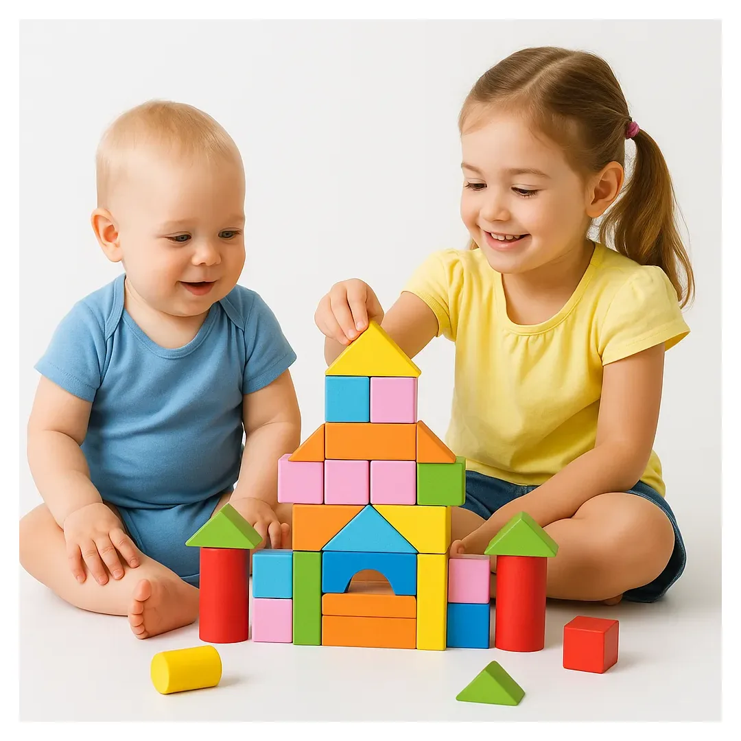 Juego Didáctico Bloques De Construcción Madera Niños 33 Piez - Imagen 3