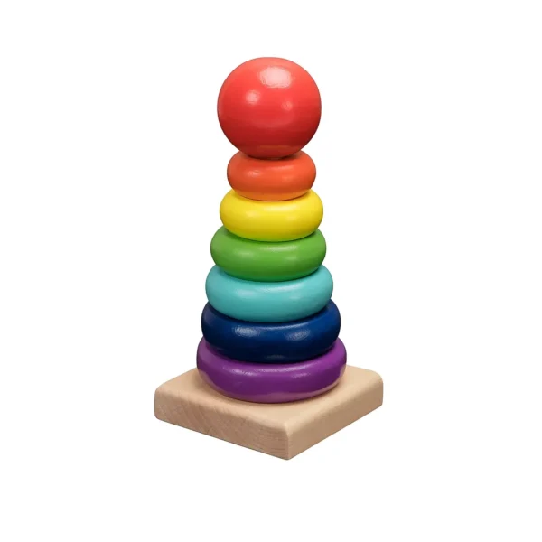 SM-079-01.webp Torre De Anillo Apilable Arcoiris Montessori De Madera