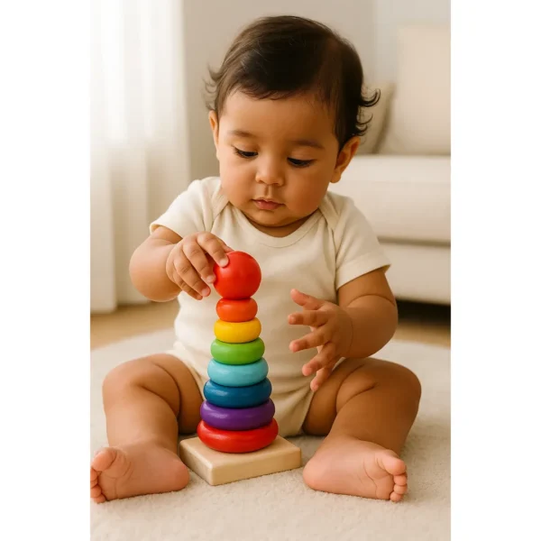 SM-079-02.webp Torre De Anillo Apilable Arcoiris Montessori De Madera