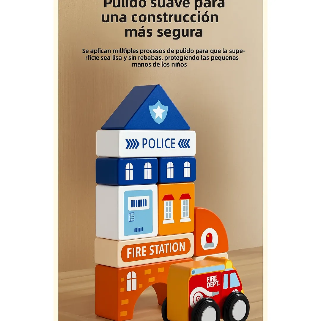 Ciudad Didáctica Bloques De Construcción De Madera - Imagen 3