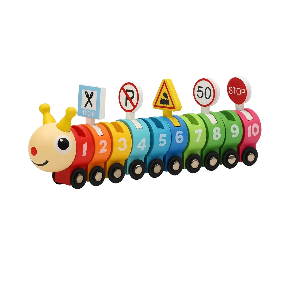 Juguete Didáctico Tren Oruga En Madera Para Niños Educativo