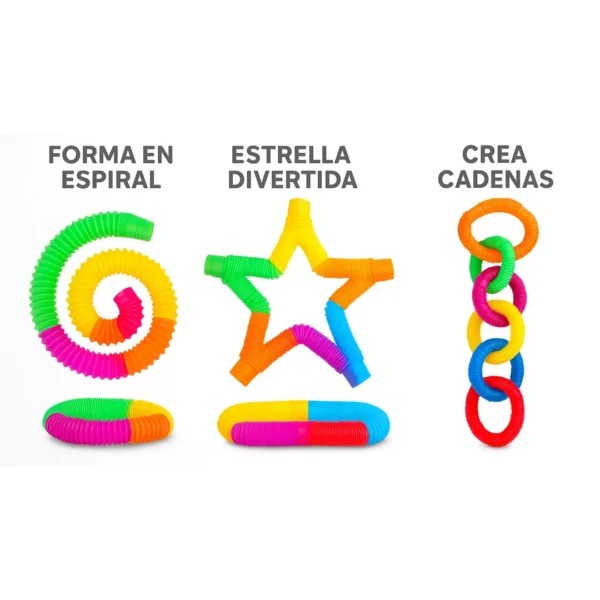 Tubos Sensoriales Flexibles Pop Tubes Antiestrés X10