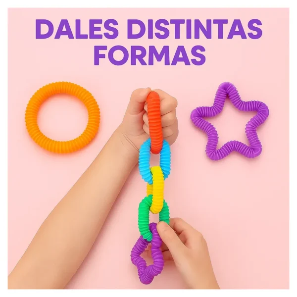 Tubos Sensoriales Flexibles Pop Tubes Antiestrés X10