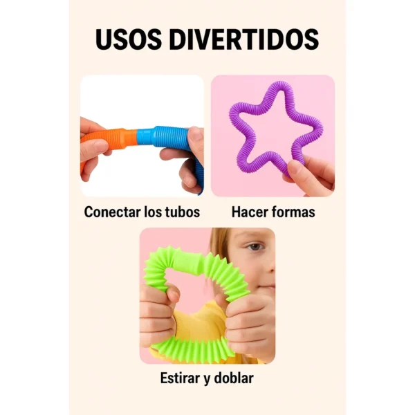 Tubos Sensoriales Flexibles Pop Tubes Antiestrés X10