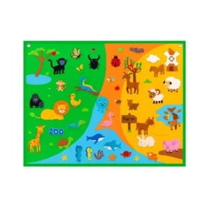 SM-131-01.webp Tablero Fieltro Montessori Animales/vehículos