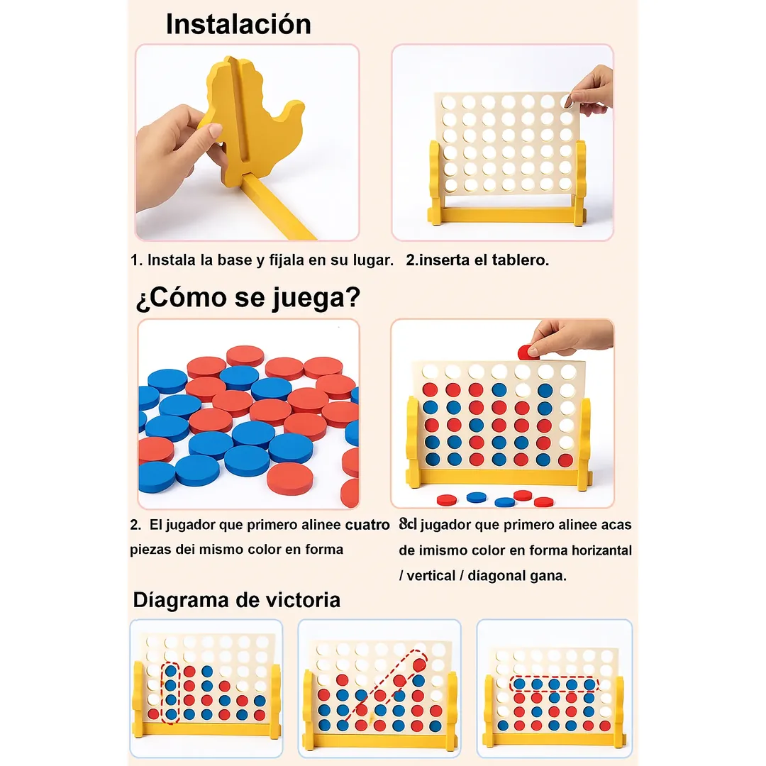 Juego De Conecta 4 De Madera Para Niños - Imagen 2