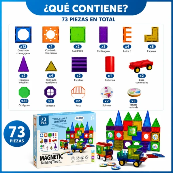 Bloques Magnéticos Montessori Construcción Educativa 73 Pcs