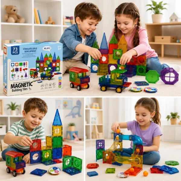 Bloques Magnéticos Montessori Construcción Educativa 73 Pcs