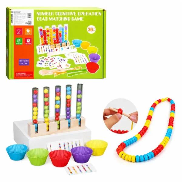 Juego Matemático Montessori Cuentas y Números Madera