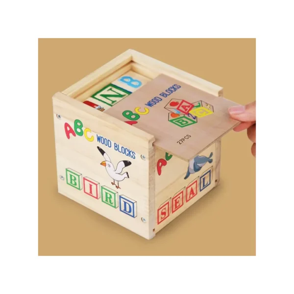 Caja de Madera Cubos Montessori Letras y Números Educativos
