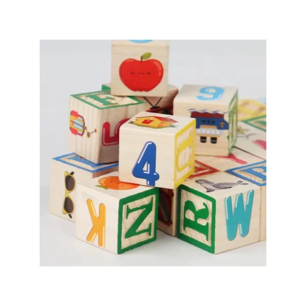 Caja de Madera Cubos Montessori Letras y Números Educativos