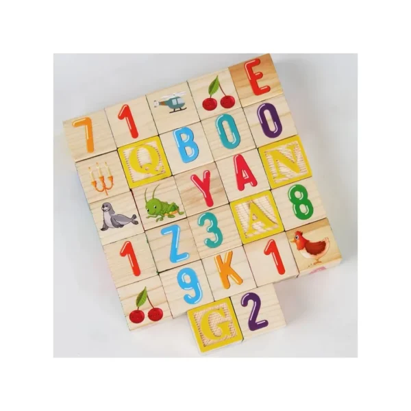 Caja de Madera Cubos Montessori Letras y Números Educativos