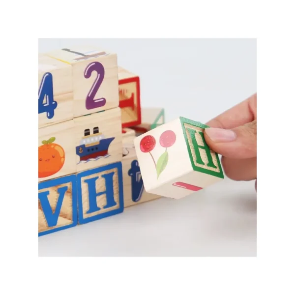 Caja de Madera Cubos Montessori Letras y Números Educativos
