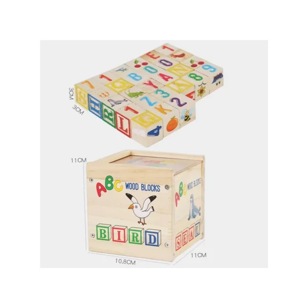 Caja de Madera Cubos Montessori Letras y Números Educativos