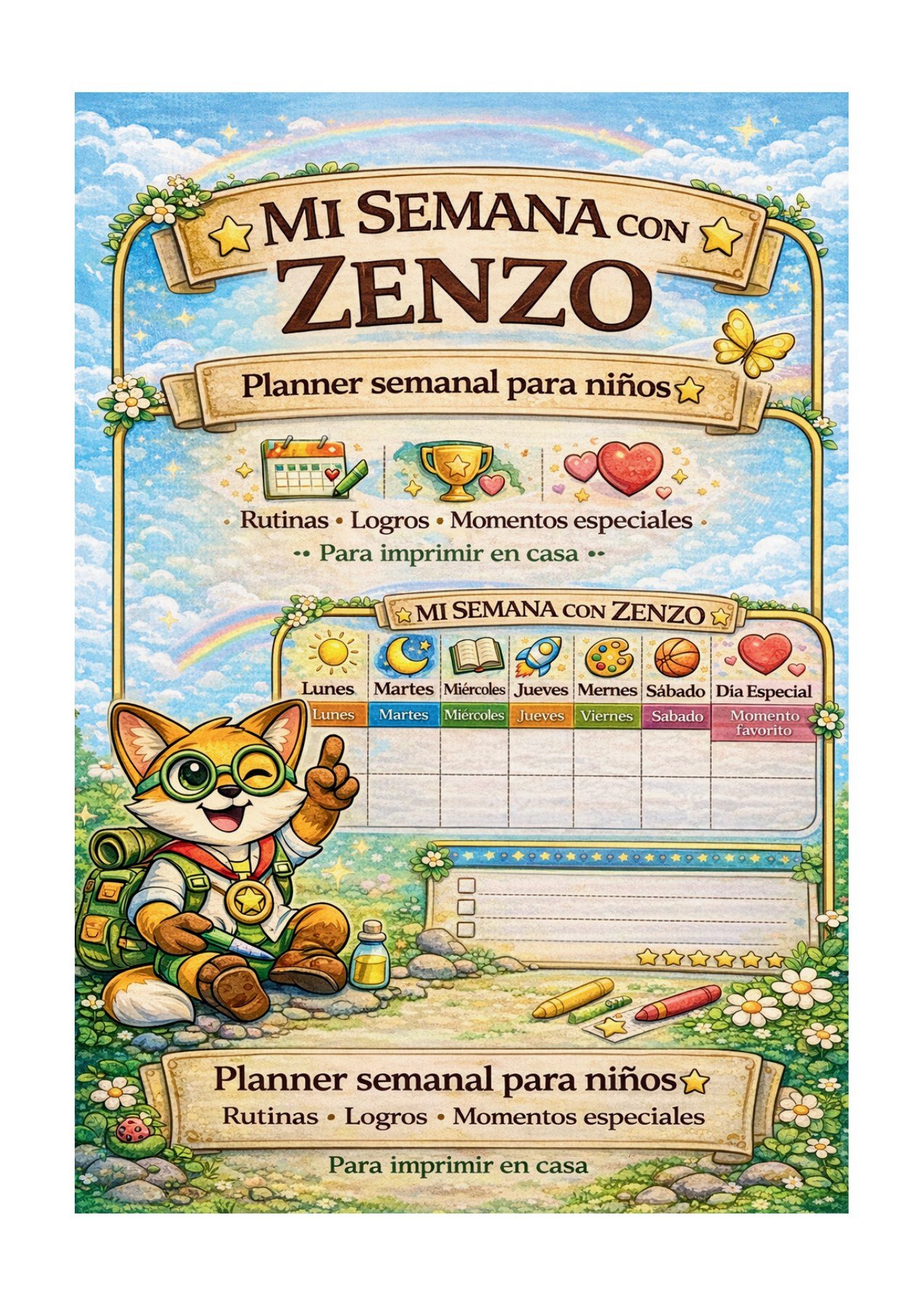 Planner Semanal para Niños: Mi Semana con Zenzo